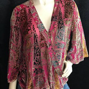 Bell sleeve sheer blouse